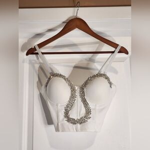 Chic White Bustier with Silver Accents